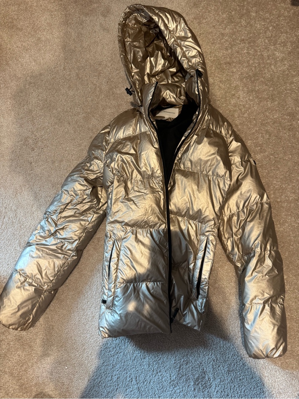 BCBG Gold Puffer Hooded Jacket
